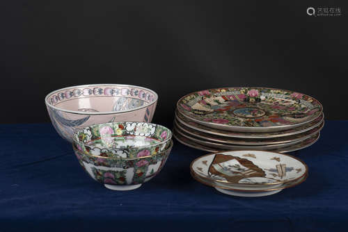 GROUP OF TEN EXPORT AND JAPANESE PORCELAIN WARES