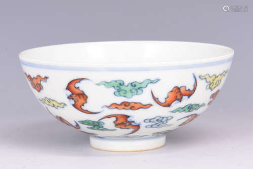 FAMILLE ROSE 'BATS AND CLOUDS' BOWL