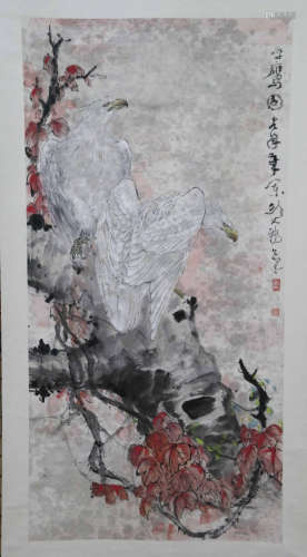 GAO JIANFU: INK AND COLOR ON PAPER PAINTING 'WHITE EAGLE'