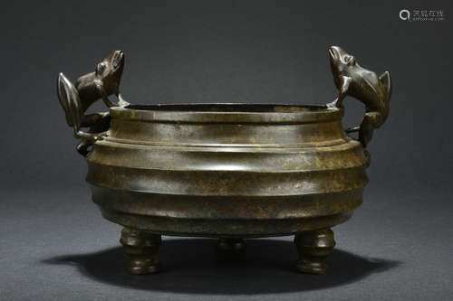 BRONZE TRIPOD 'FROG' CENSER