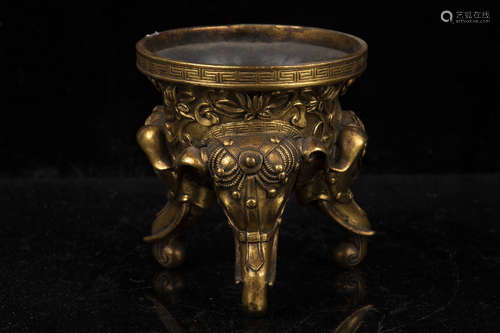 UNUSUAL GILT BRONZE 'ELEPHANT' CENSER