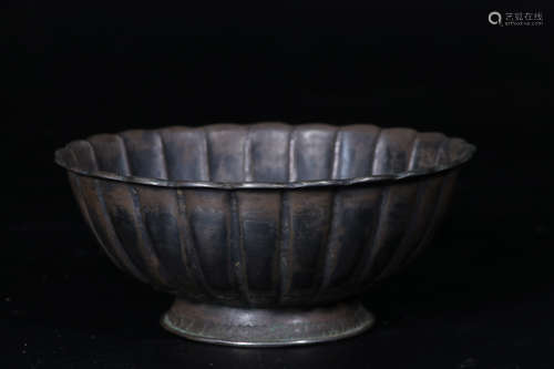 SILVER CAST AND LOBED BOWL