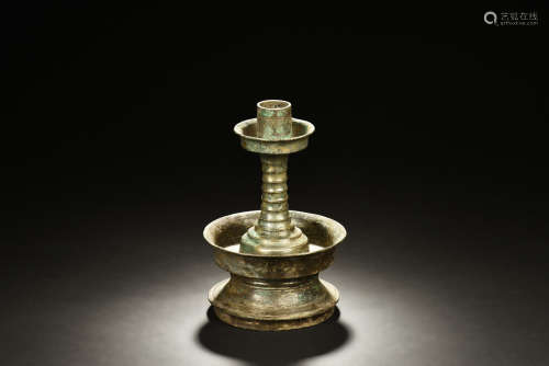 BRONZE CAST 'BAMBOO' CANDLE HOLDER