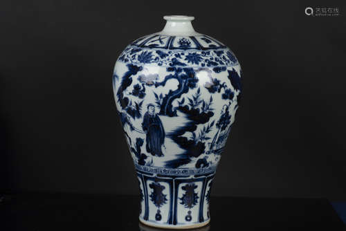 BLUE AND WHITE 'WARRIORS' VASE, MEIPING