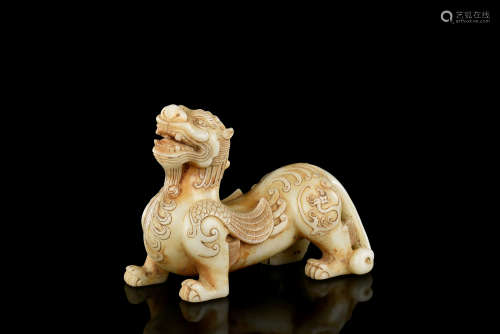 JADE CARVED 'MYTHICAL BEAST' FIGURE