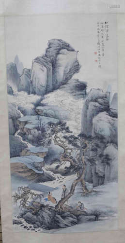 FENG CHAORAN: INK AND COLOR ON PAPER PAINTING 'LANDSCAPE SCENERY'