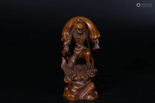 HUANGYANG WOOD CARVED 'GUARDIAN' FIGURE