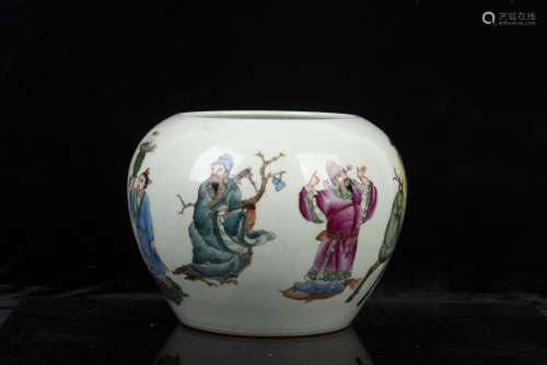 FAMILLE ROSE 'EIGHT IMMORTALS' JAR