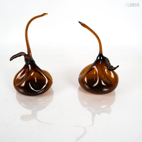 Pair Hand-Blown Glass Fruits