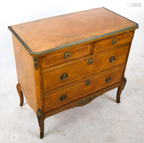 Louis XV-Style Inlaid Satinwood Bar Cabinet