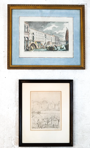 Two Framed Etchings: P. Vasconi, Other