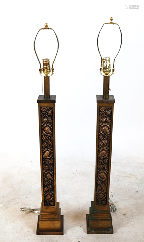 Art Deco Bronze Relief Lamps