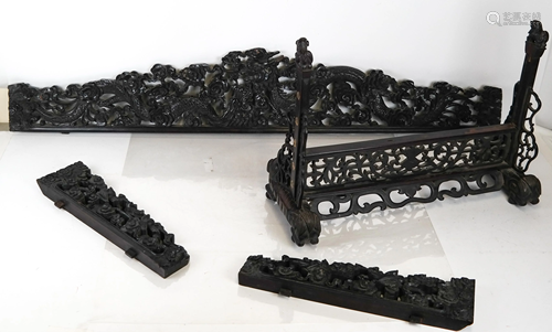 19th C. Chinese Carved Frame & Surmounts