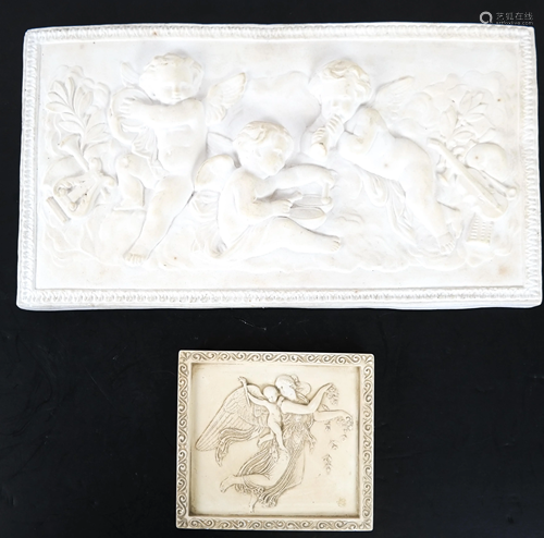 Two Cherub Composite/Bisque Reliefs