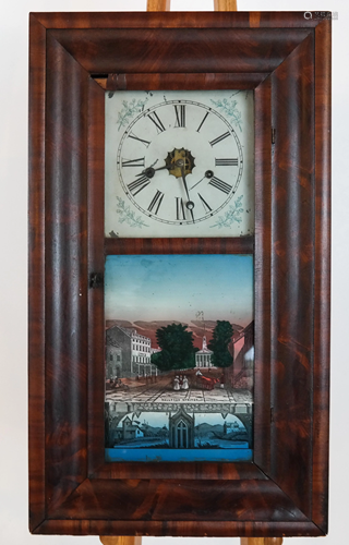 Empire Reverse Painted Regulator Clock