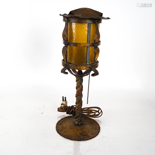 Gothic-Style Slag Glass Lamp