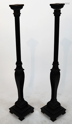 Pair Black Floor Candlesticks