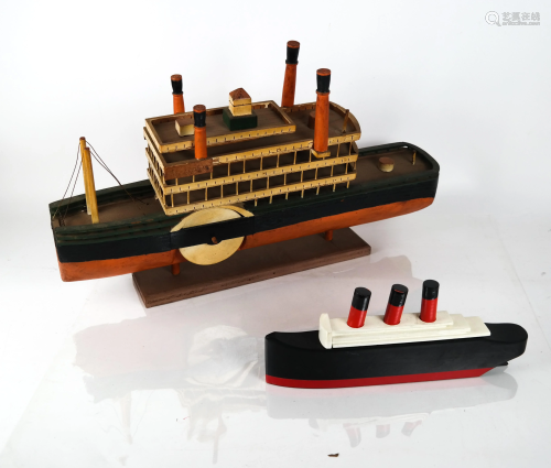 Two Wooden Model Boats