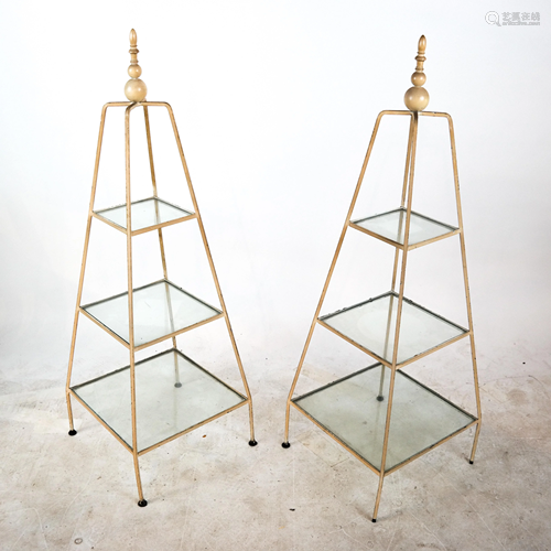 Pair Obelisk-Form Steel Stands