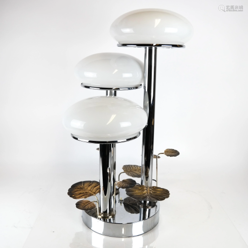 Chrome Three-Light Mushroom Lamp