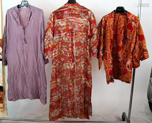 Lot of Textiles: Kimono, Loungewear, Sash, Robe