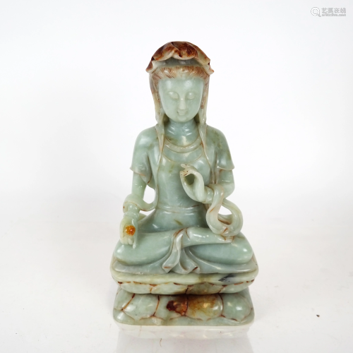 Chinese Jade Seated Guanyin Statue