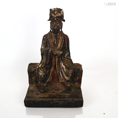 Painted Wood Ming Seated Immortal