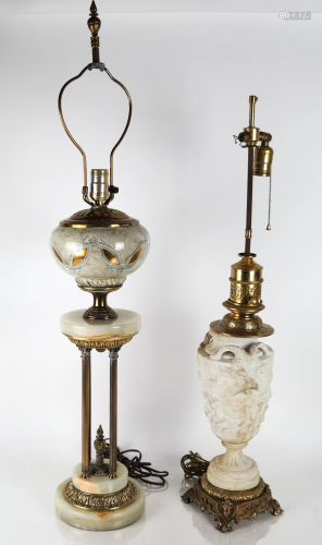 Two Lamps: Alabaster, Bronze, Ceramic