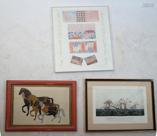 3 Prints: Dance Poster, Horses, Ships