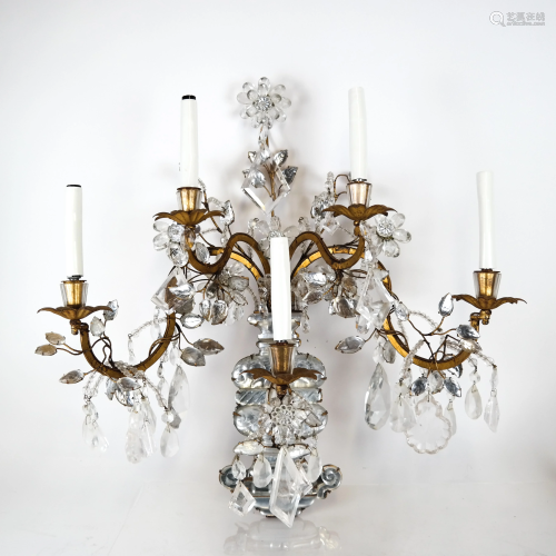 Bagues Crystal and Bronze Wall Sconce