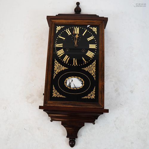 Mahogany Reverse Painted Wall/Shelf Clock