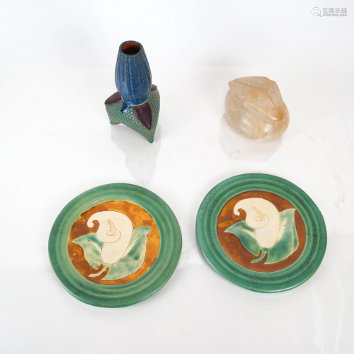 Vase, Animal Box, Two Plates