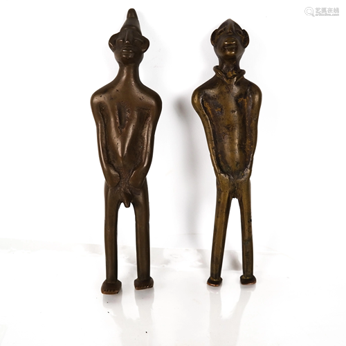 Pair Bronze Male & Female Nude Figures