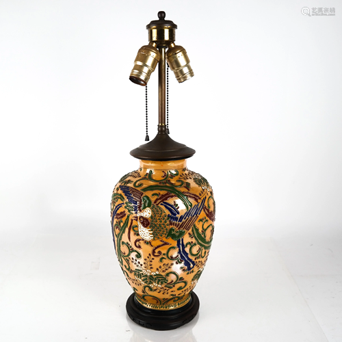 Asian-Style Relief Decorated Lamp