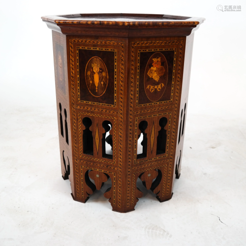 French-Style Floral Inlaid Tabouret