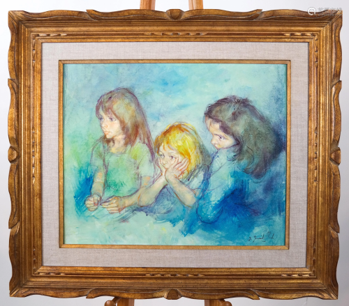 Q. Jennifer CLARKE: Three Girls - Oil on Canvas