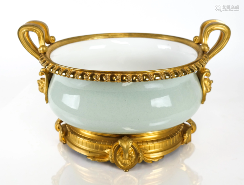 Opaline and Bronze Centerpiece Bowl