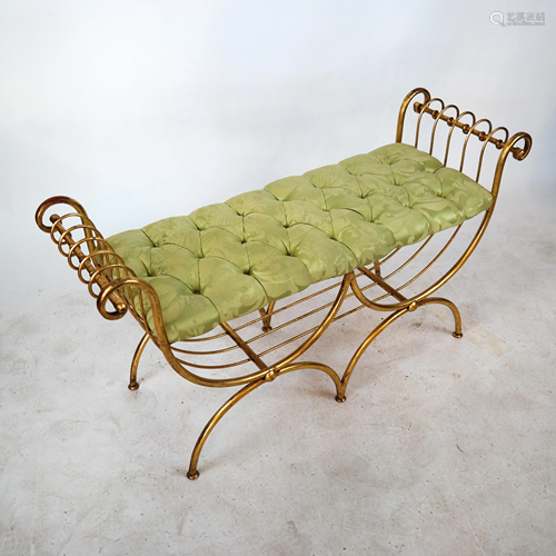 Gilt Metal Lyre-Form Bench