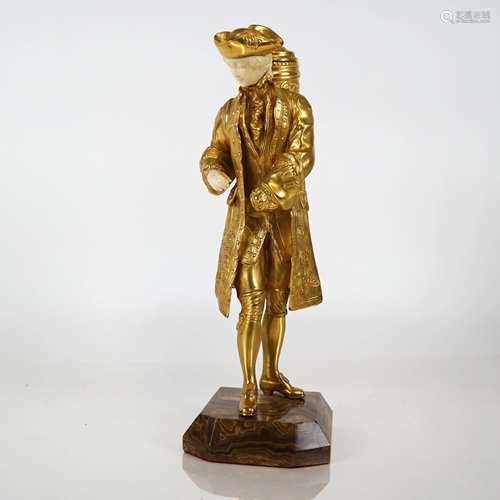 Bronze Male Figure on Marble Base