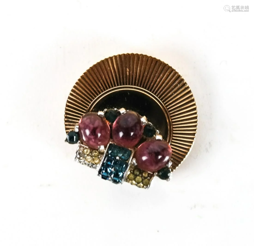 14 K Gold Pin with Sapphires, Rubies