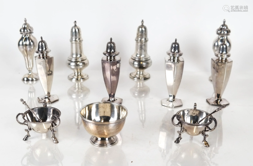 Group of Sterling Open Salts and Casters