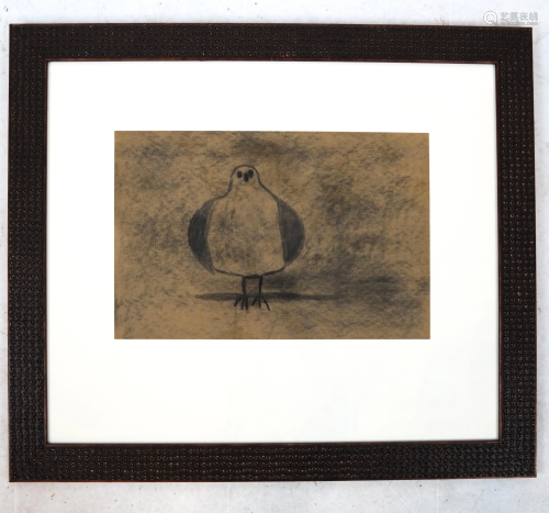 Framed Bird, Unsigned - Charcoal