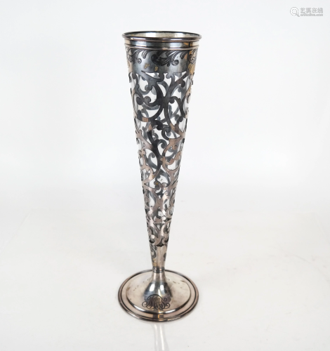 Sterling Silver and Glass Vase
