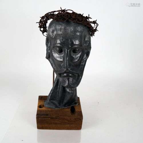 Lead Bust Christ w/ Crown of Thorns