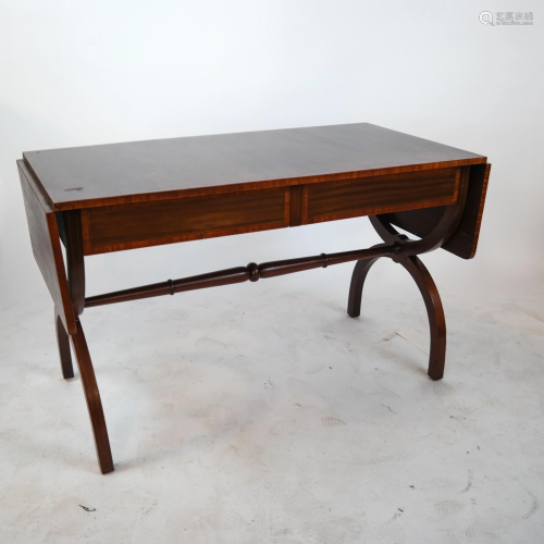 Regency-Style Inlaid Mahogany Sofa Table