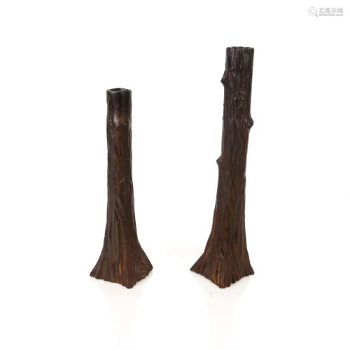 Two Iron Tree-Form Candlesticks