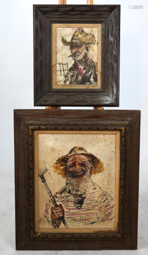Elina (Elena): Two Portraits, Men - Oil on Canvas
