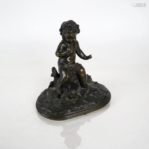 Bronze Cupid with Love Birds, French,1880's