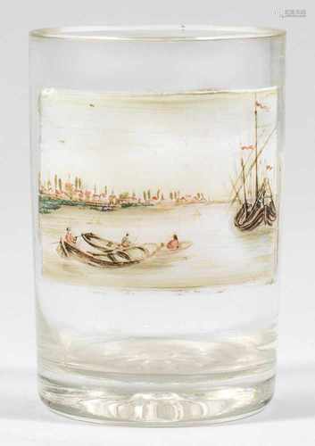 Biedermeier-Becher mit Flusslandschaft