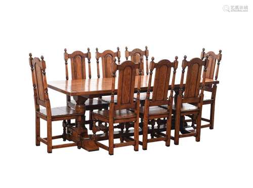 OAK REFECTORY TABLE & EIGHT CHAIRS